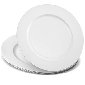 lot 21246 image: Elegant Disposables 13 Party Chargers, Large Plates & Platters, White, 12
