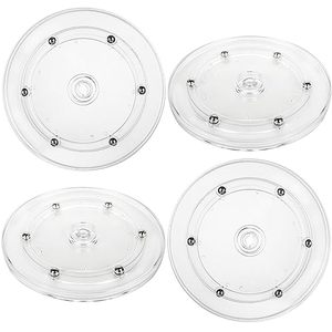 lot 21248 image: 4PCS 6-inch Clear Acrylic Lazy Susan Turntable Ball Bearing Rotating Tray