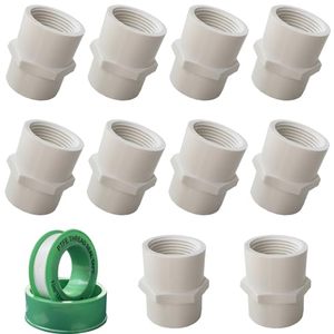 lot 21250 image: 10Pcs PVC Fittings 12 in NPT Female Threaded Adapter Sch40 Socket NPT Female