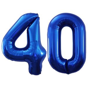 lot 21251 image: GOER Number 40 Balloons for 40th Birthday, 42-Inch Jumbo Foil Helium (Blue)