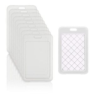 lot 21258 image: 10Pcs Clear Vertical Name Tag Holders - Heavy Duty Transparent Card Holder