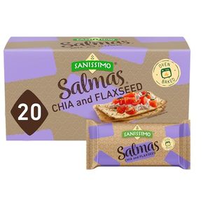 lot 21268 image: Sanissimo Chia & Flaxseed Salmas Crackers, 20 pc  0.63 oz Box