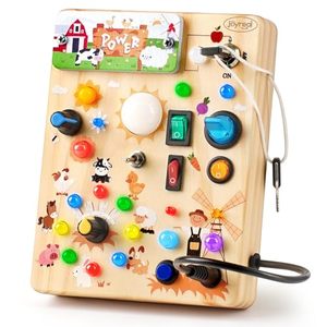 lot 21271 image: Joyreal Wooden Busy Board for Toddlers - Montessori Toys for 1 2 3 Year Old