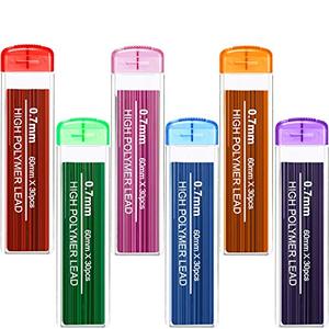lot 21278 image: JOVITEC Color Pencil Lead Refills 0.7 mm Mechanical Hb, 6-Color Set (180)