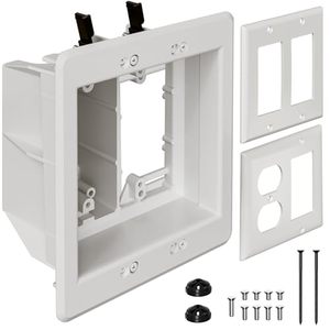 lot 21285 image: TVBU505-1 Recessed Outlet Box, 2-Gang Wall Mount Retrofit Box