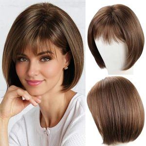 lot 21287 image: RENERSHOW Short Brown Bob Wigs for Women Natural Synthetic Wig with Bangs