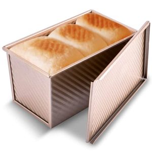 lot 21289 image: KITESSENSU Pullman Loaf Pan with Lid, 1 lb Dough Non-Stick Carbon Steel