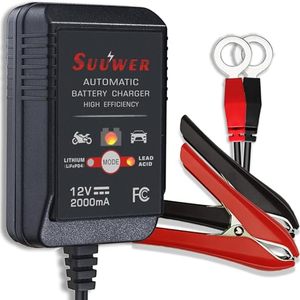 lot 21300 image: Suuwer Automatic Trickle Battery Charger, 12V 2000mA Battery Maintainer