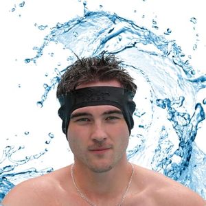 lot 21318 image: AquaBandz Swimming Headband   Ear Covers and Earplug Holder, Silicone, Black