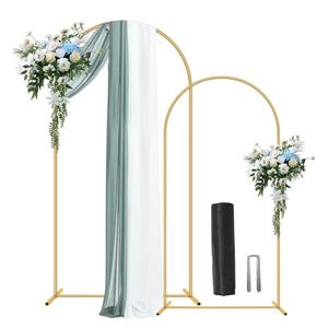 lot 21320 image: 2 Pack Metal Arch Backdrop Stand 7.2FT, 6FT Wedding Balloon Floral Frame