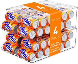 lot 21321 image: SCAVATA 4-Pack Soda Can Organizer for Refrigerator, Stackable Can Holder