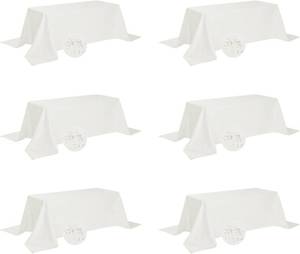 lot 21322 image: Fokitut 6 Pack Waterproof Rectangle Tablecloth 90x156 in, Ivory