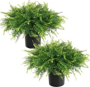 lot 21328 image: 2 Pack Artificial Ferns Potted 22-Inch Fake Fern for Front Door Decor