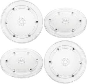 lot 21333 image: 4PCS 6-inch Clear Acrylic Lazy Susan Turntable Ball Bearing Rotating Tray