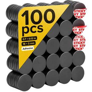 lot 21336 image: Strong Ceramic Round Adhesive Magnets, 0.7x0.12 (18x3mm), 100 Pcs
