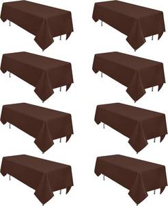 lot 21346 image: 8-Pack Brown Table Cloths 60 x 102 in Wrinkle-Resistant, Washable Polyester
