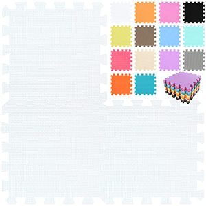lot 21347 image: qqpp EVA Rubber 18-Tile Puzzle Foam Floor Mats - Baby Play Mat, White