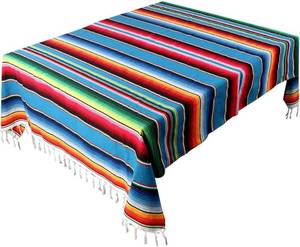 lot 21348 image: AerWo 59 x 84 Inch Mexican Tablecloth Serape Blanket for Cinco De Mayo