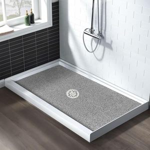 lot 21354 image: 32x24 Inch Non-Slip Loofah Shower Mat with Drain Hole - Soft PVC Bath Mat