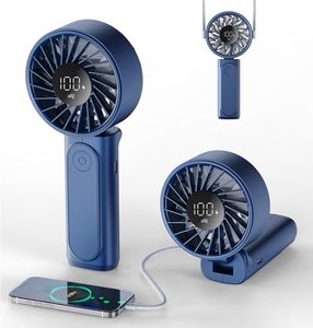 lot 21368 image: Handheld Fan, 4000mAh Rechargeable Personal, 180  Foldable, 6-Speed Display