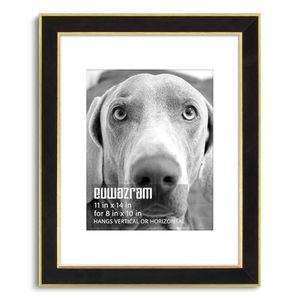 lot 21379 image: Suede 11x14 Frame - Black Poster Frame with Mat for 8x10 & 11x14