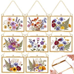 lot 21382 image: Kenning 8 Pcs Glass Frames for Pressed Flowers 3.5x2.5 In Floating Hanging