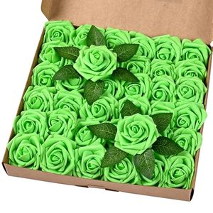 lot 21390 image: BLEUM CADE 36Pcs Artificial Flowers Fake Foam Roses with Stems for Wedding