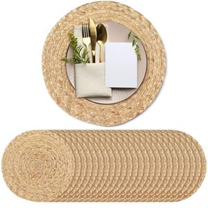 lot 21392 image: Kochorie Set of 24 Round Woven Placemats   13.5-Inch Natural Water Hyacinth