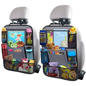 lot 21394 image: Backseat Car Organizer w 10 Storage Pockets 11 Tablet Holder, 2 PCS Gray