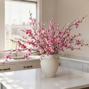 lot 21411 image: florisso 6 PCS Artificial Cherry Blossom Branches, 34.45 Stems, Pink