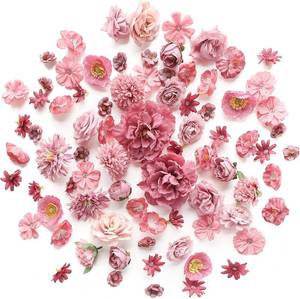lot 21413 image: Floroom Mini Artificial Flower Heads Dusty Rose, Silk PeonyDaisy, 0.8-3.6