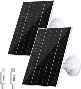 lot 21416 image: FUTUREZEN 4W Solar Panel for Security Cameras, USB-C and USB, 2 Pack, White