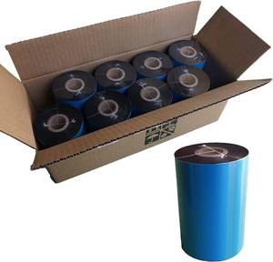 lot 21425 image: 5 Rolls 4.33 x 1476 ResinWax Ribbon, 110mm x 450m, Black, 1 Core
