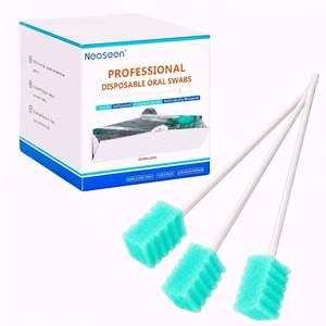 lot 21438 image: Oral Swabs Disposable 200 Count, 6-Inch Long Handle Soft Sponge Mouth Swabs