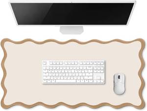 lot 21455 image: Hahafelt Scalloped Desk Mat Waterproof,Beige,31.5 X 15.8 Inches