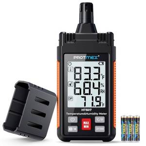 lot 21467 image: HT607 Temperature Humidity Meter - Large LCD Backlight with Cover Protector