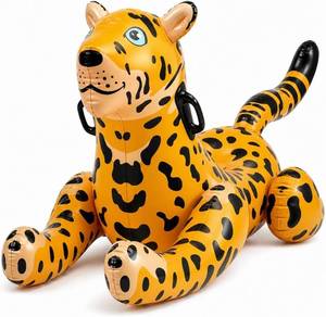 lot 21468 image: Inflatable Leopard Pool Float Ride-On with Handles for Kids & Summer Fun