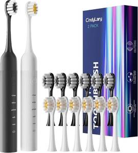 lot 21477 image: 2-Pack Electric Toothbrushes for Adults & Kids, 12 Heads, 90-Day Battery
