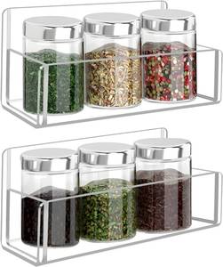 lot 21478 image: Acrylic Spice Rack Wall Mount 6-Inch, Clear Shelf Storage Holder, 2 Pack