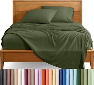 lot 21061 image: Bare Home Luxury Bed Sheet Set - 1800 Collection - 6 Piece - Full (Cypress)