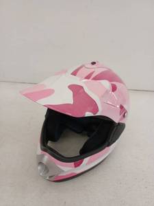 lot 19721 image: Sunl Pink & White Camo DOT ATV Helmet, Adult Large