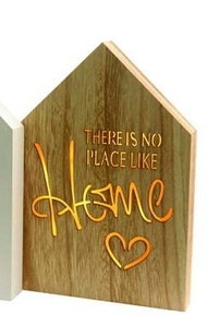 lot 19757 image: Lumineo Wooden House Frame LED Light Home Decor