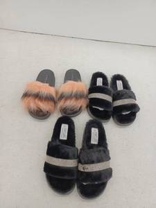 lot 19843 image: Portland Fuzzy Slippers Bundle - 3 Pairs, Women 7