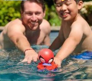 lot 19876 image: SwimWays Marvel Spider-Man Inflatable Water Air Boat Toy