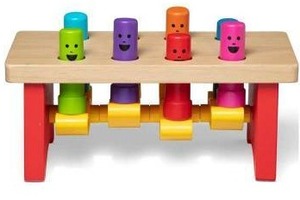 lot 19902 image: Melissa & Doug Deluxe Pounding Bench Wooden Toy