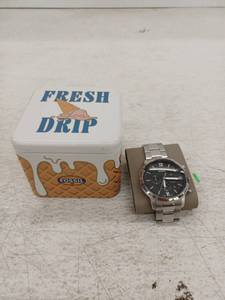lot 19922 image: Fossil Chronograph Watch Stainless Steel Black Dial