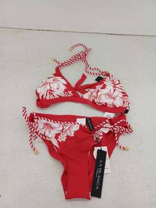 lot 19995 image: La Blanca Red Floral Halter Bikini Set, Bottoms 6, Top 10