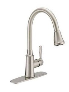 lot 20003 image: PROFLO 1.8 GPM Single Hole Pull Down Kitchen Faucet, Polished Chrome  Retail $423.92
