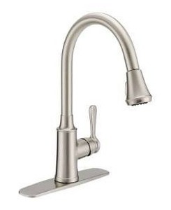 lot 20005 image: PROFLO 1.8 GPM Single Hole Pull Down Kitchen Faucet, Polished Chrome  Retail $423.92