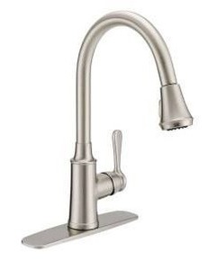 lot 20006 image: PROFLO 1.8 GPM Single Hole Pull Down Kitchen Faucet, Polished Chrome  Retail $423.92